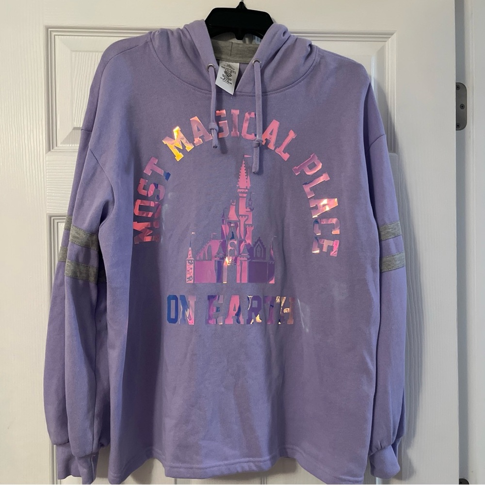 Disney park Castle purple iridescent Hoodie Most Magical Place On Earth XL